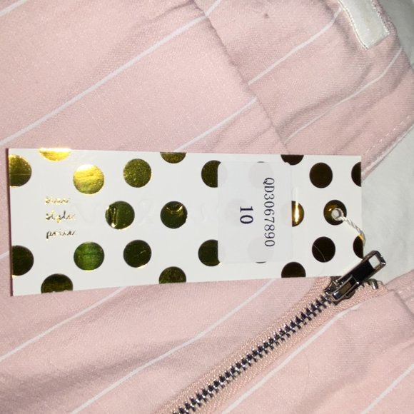 Pink with white strips strapless mini dress - Picture 2 of 6